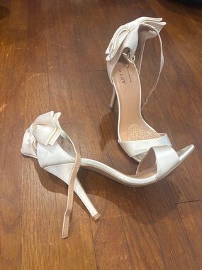 Apt. 9 Ivory Satin Bow Ankle-Strap Stilettos